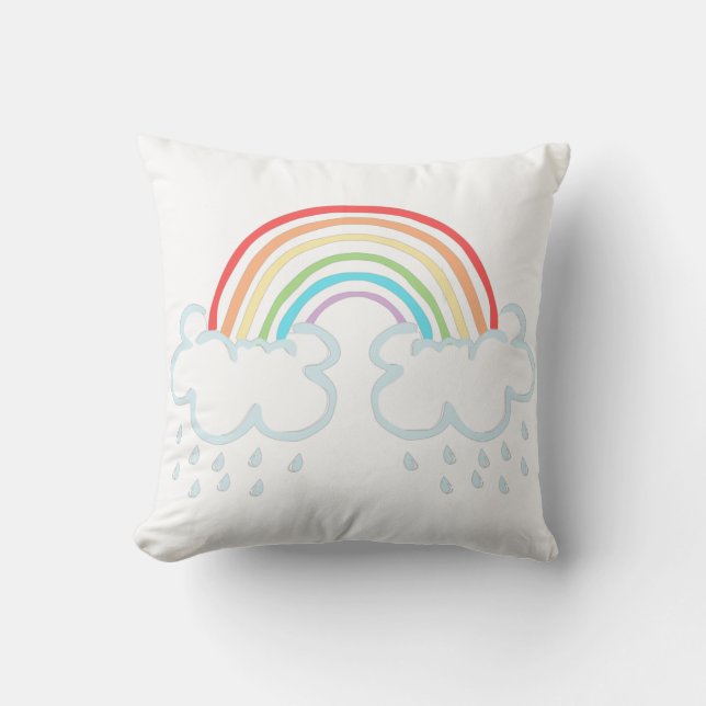 Rain Clouds and Cute Rainbow Cushion (Front)