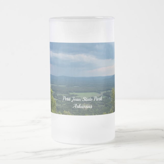 Rain Coming To Petit Jean Frosted Glass Beer Mug (Center)