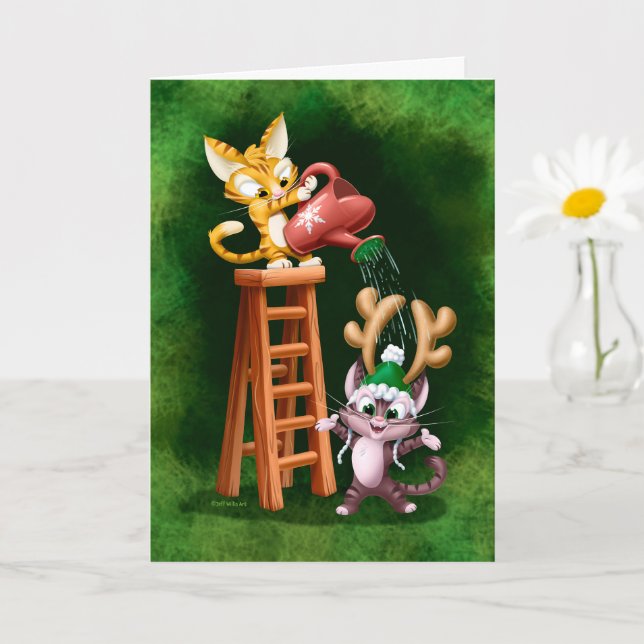 RAIN DEER CATS (matte) by Jeff Willis Art Card (Small Plant)