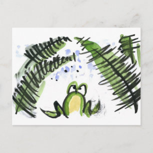 Rain Drenched Ferns and Frog Postcard
