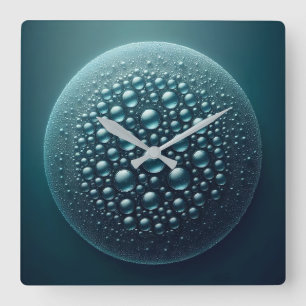rain droplets square wall clock