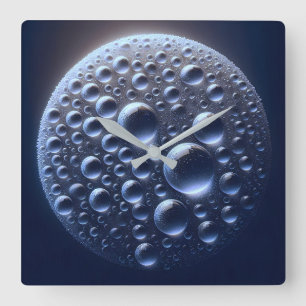 rain droplets square wall clock