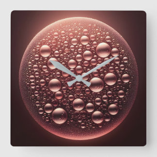 rain droplets square wall clock