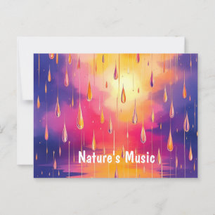 Rain Droplets Watecolor Colourful Postcard