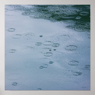 Rain drops and water ripples poster