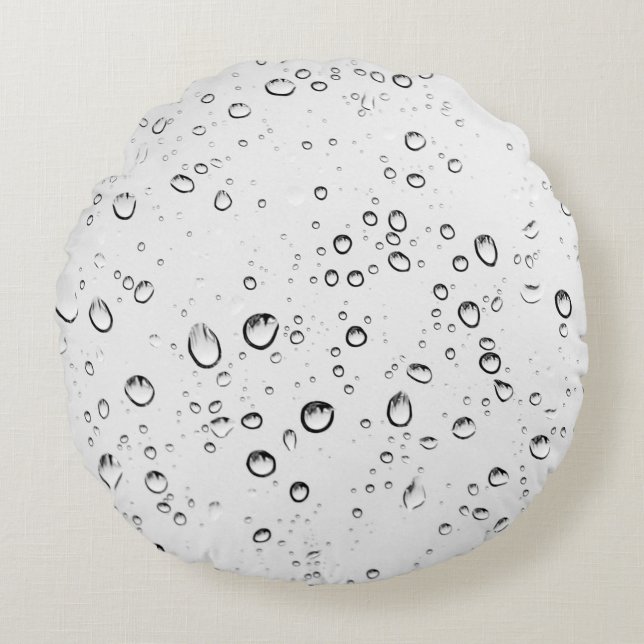 Rain drops rainy wet droplets round cushion (Front)