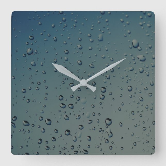 Rain drops square wall clock (Front)