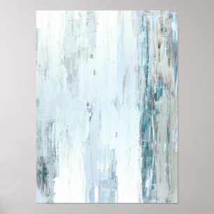 'Rain Drops' Teal and Beige Abstract Art Poster