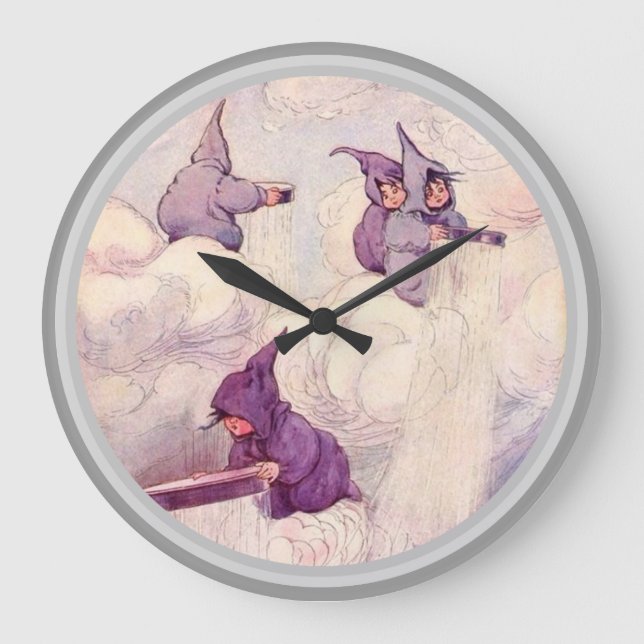 Rain Faeries Making Rain Large Clock (Front)