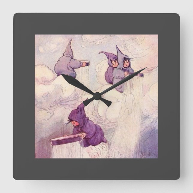 Rain Faeries Making Rain Square Wall Clock (Front)