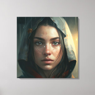 Rain hood girl canvas print