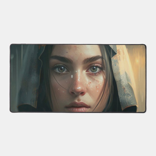Rain hood girl desk mat (Front)