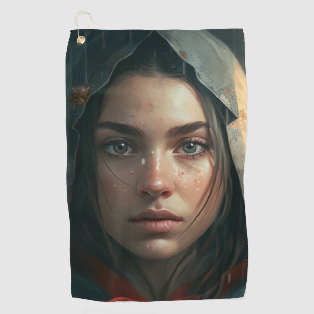 Rain hood girl golf towel (Front)