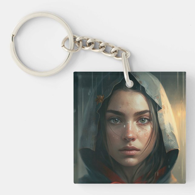 Rain hood girl key ring (Front)
