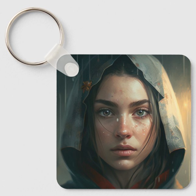 Rain hood girl key ring (Front)