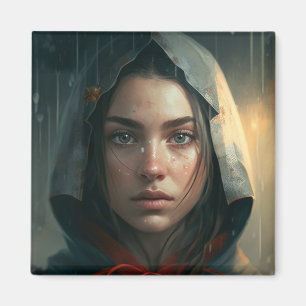 Rain hood girl magnet