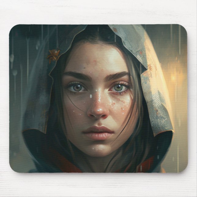 Rain hood girl mouse pad (Front)