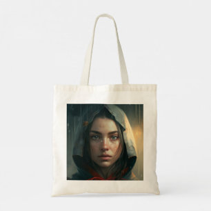 Rain hood girl tote bag