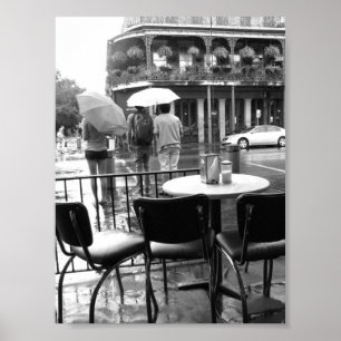 Rain in New Orleans Cafe' du Monde French Quarter Poster