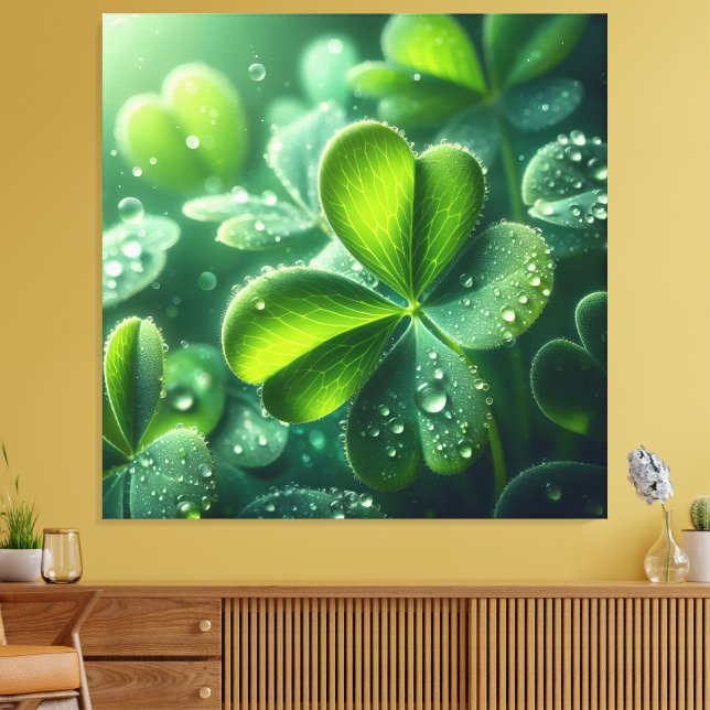 Rain-Kissed Clover - Canvas Print (Insitu(LivingRoom))
