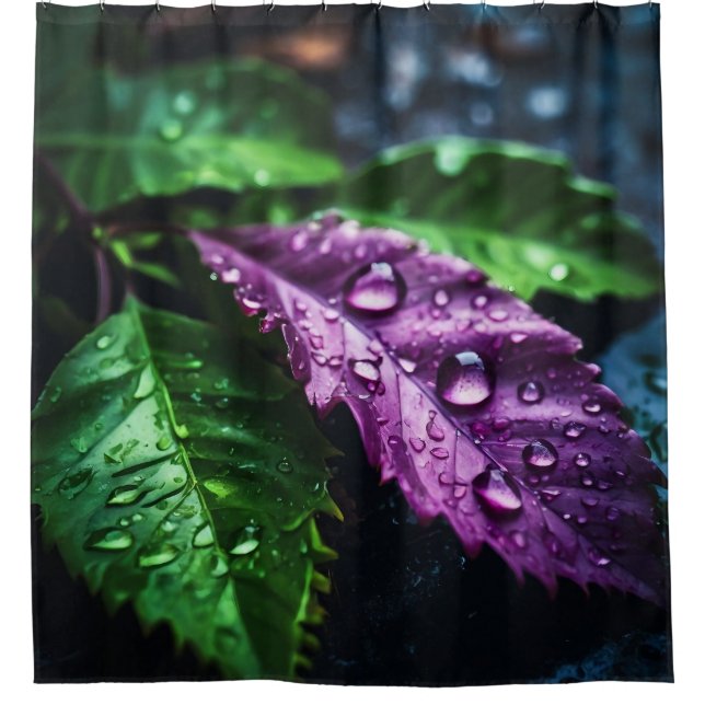 “Rain-Kissed Leaves: Nature’s Palette" Shower Curtain (Front)