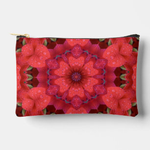 Rain Kissed Scarlet Kaleidoscope Accessory Pouch