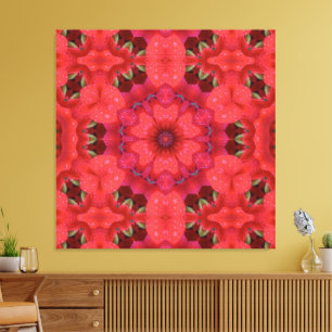 Rain Kissed Scarlet Kaleidoscope  Canvas Print