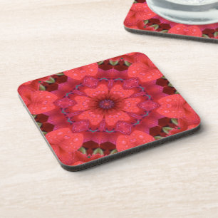 Rain Kissed Scarlet Kaleidoscope Coaster