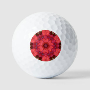 Rain Kissed Scarlet Kaleidoscope Golf Balls