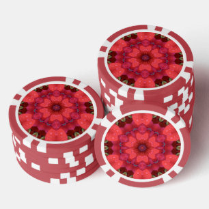 Rain Kissed Scarlet Kaleidoscope Poker Chips