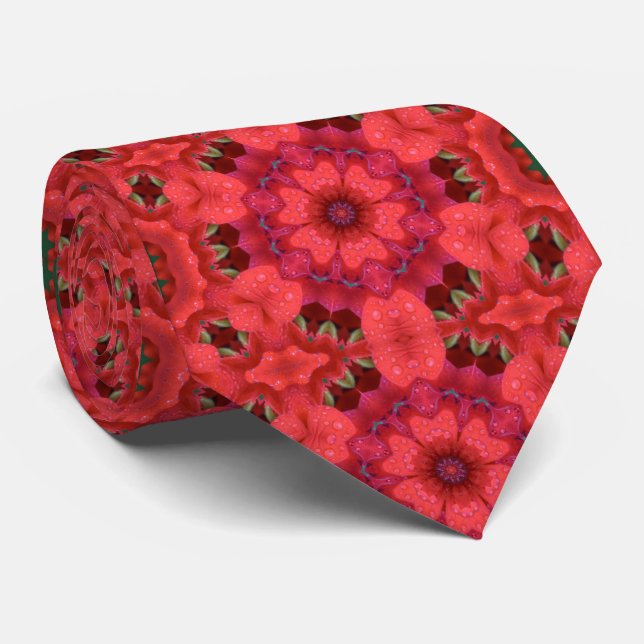 Rain Kissed Scarlet Kaleidoscope Tie (Rolled)