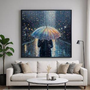 Rain of Hearts - Whimsical Illustration Style Poster
