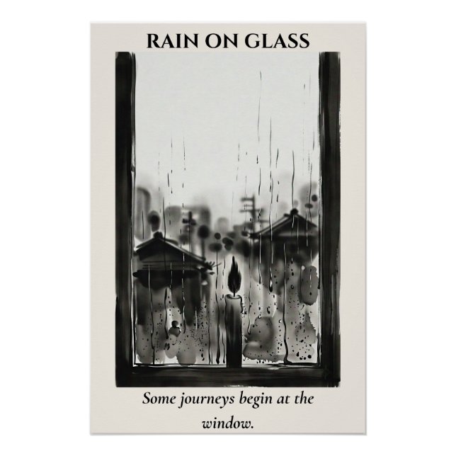Rain on Glass — Sumi-e Ink Wash Poster (Front)