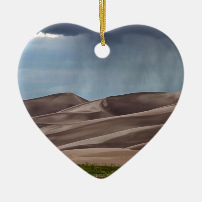 Rain on the Great Sand Dunes Ceramic Tree Decoration (Front)