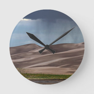 Rain on the Great Sand Dunes Round Clock