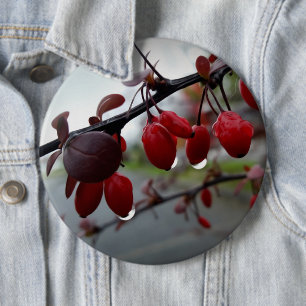 Rain on twig 6 cm round badge