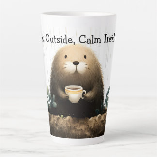 Rain outside, calm inside. Mole Drinking Coffee Latte Mug