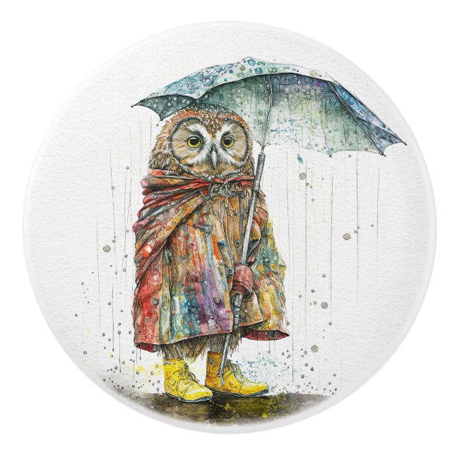 Rain Rain Go Away Ceramic Knob (Front)