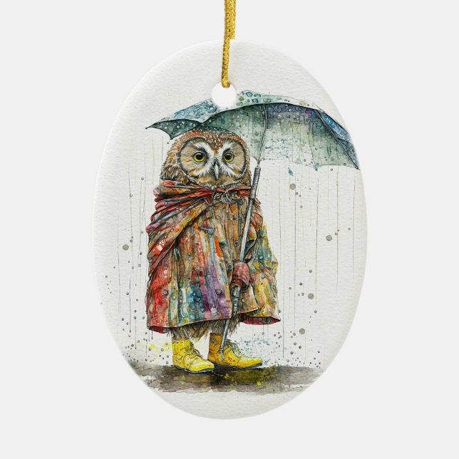 Rain Rain Go Away Ceramic Ornament (Front)