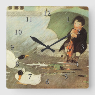 Rain, Rain Go Away Nursery Rhyme Square Wall Clock