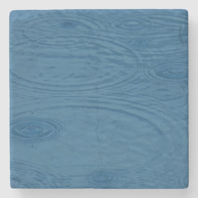 Rain Ripples (Blue Water Waves) Stone Coaster (Front)