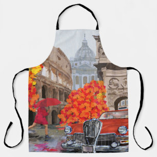 Rain-Soaked Rome Vintage Poster Apron