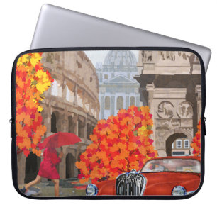 Rain-Soaked Rome Vintage Poster Laptop Sleeve