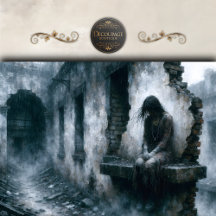 Rain Soaked Urban Woman Dark Blue Decoupage