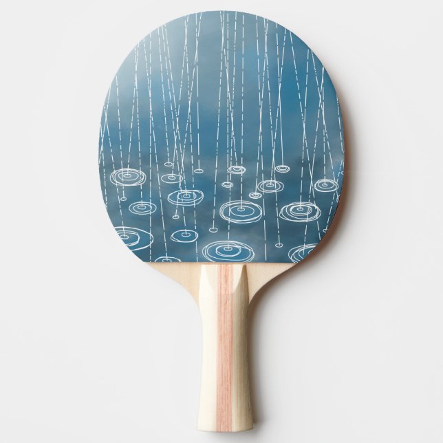 Rain Storm Blue Ping Pong Paddle (Front)