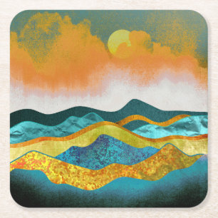 Rain Storm Square Paper Coaster