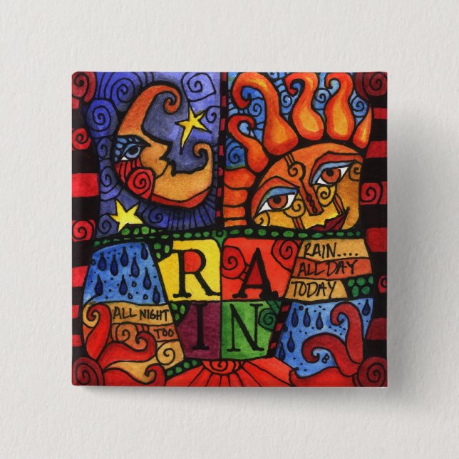 Rain - Sun and Moon Design on Square Button (Front)