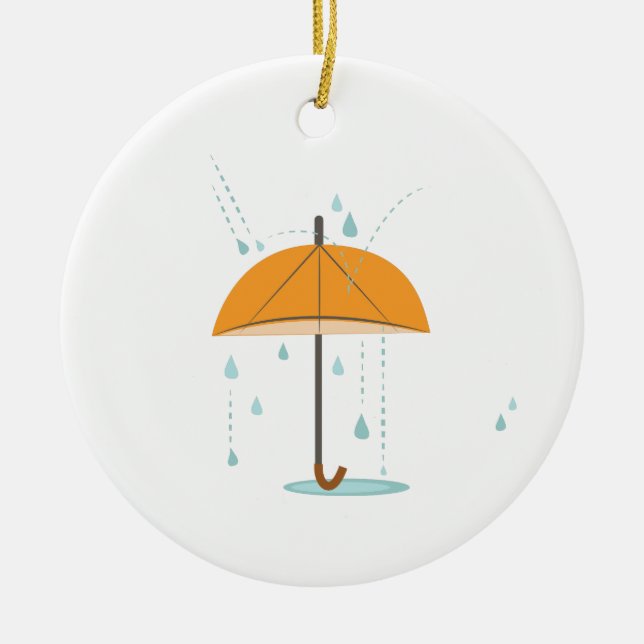Rain Umbrella Ceramic Tree Decoration (Front)