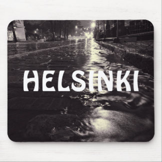 Rain water flowing on the streets of Helsinki Mouse Pad