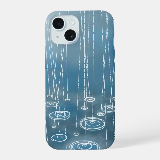 Rain Weather Blue iPhone 15 Case (Back)